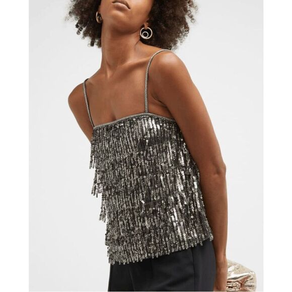 Alice + Olivia Chi Sequined Fringe Top - Picture 5 of 15